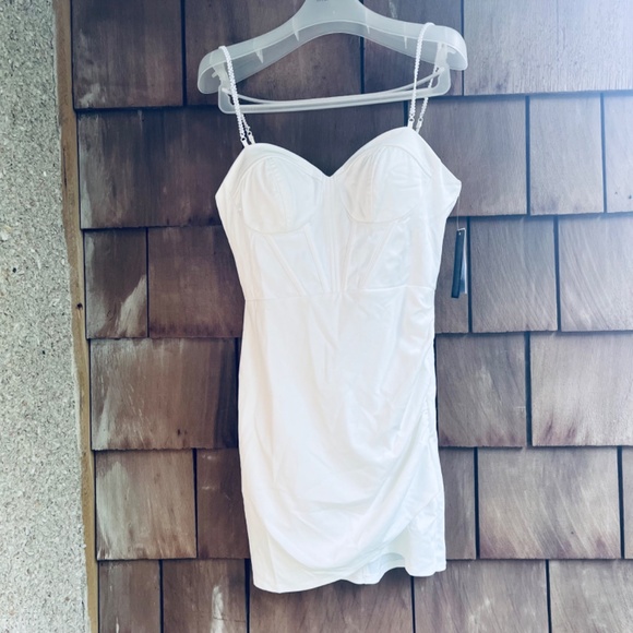 City Studios Juniors Imitation Pearl-Strap Corset Bodycon Dress Ivory Size 7/8 - Picture 3 of 17